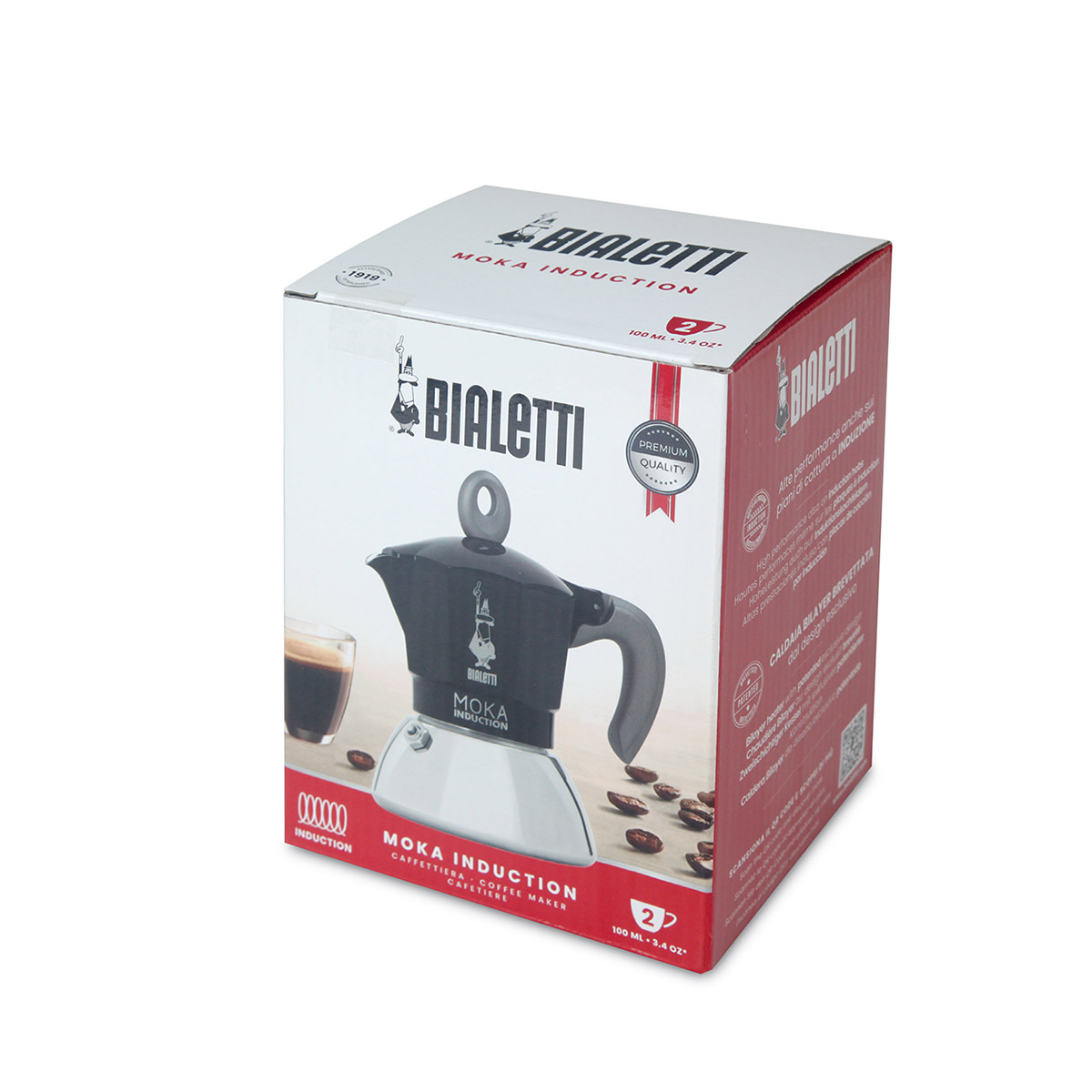 意大利 BIALETTI 2杯裝 鋁質不銹鋼電磁爐摩卡壺-黑色 -0006932NP