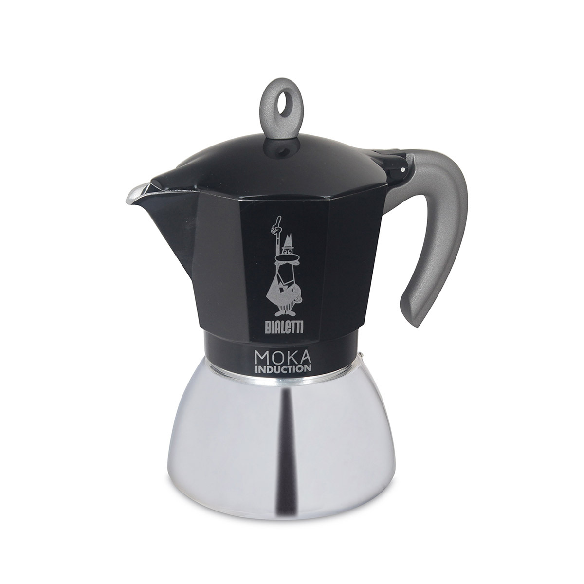 意大利 BIALETTI 2杯裝 鋁質不銹鋼電磁爐摩卡壺-黑色 -0006932NP