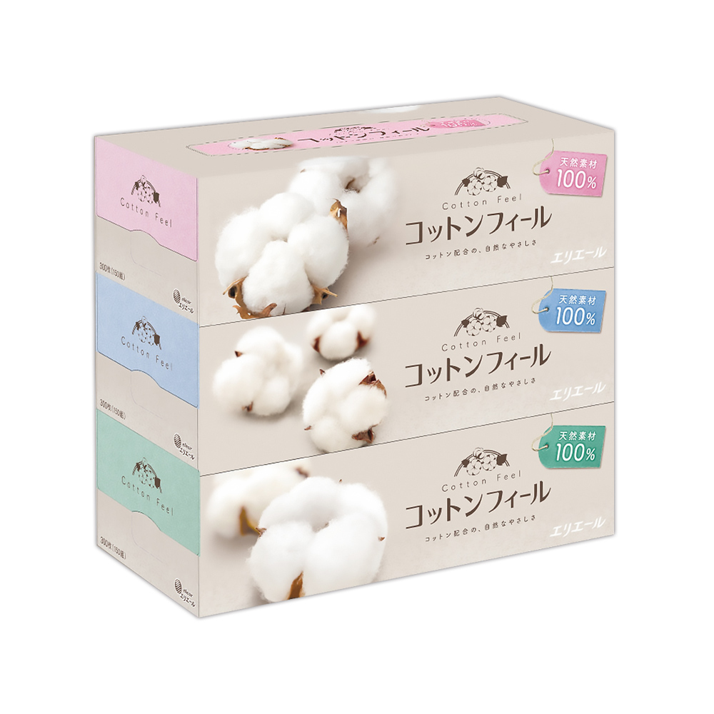 日本大王elleair棉柔親膚頂級盒裝面紙 (150抽x3盒)