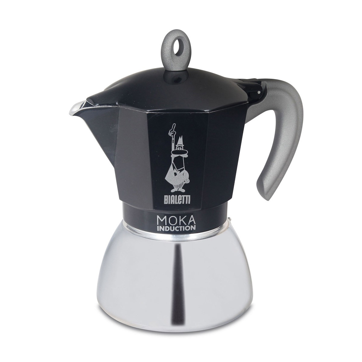 意大利 BIALETTI 6杯裝 鋁質不銹鋼電磁爐摩卡壺-黑色 -0006936NP