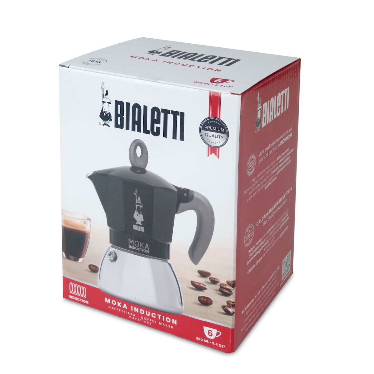 意大利 BIALETTI 6杯裝 鋁質不銹鋼電磁爐摩卡壺-黑色 -0006936NP