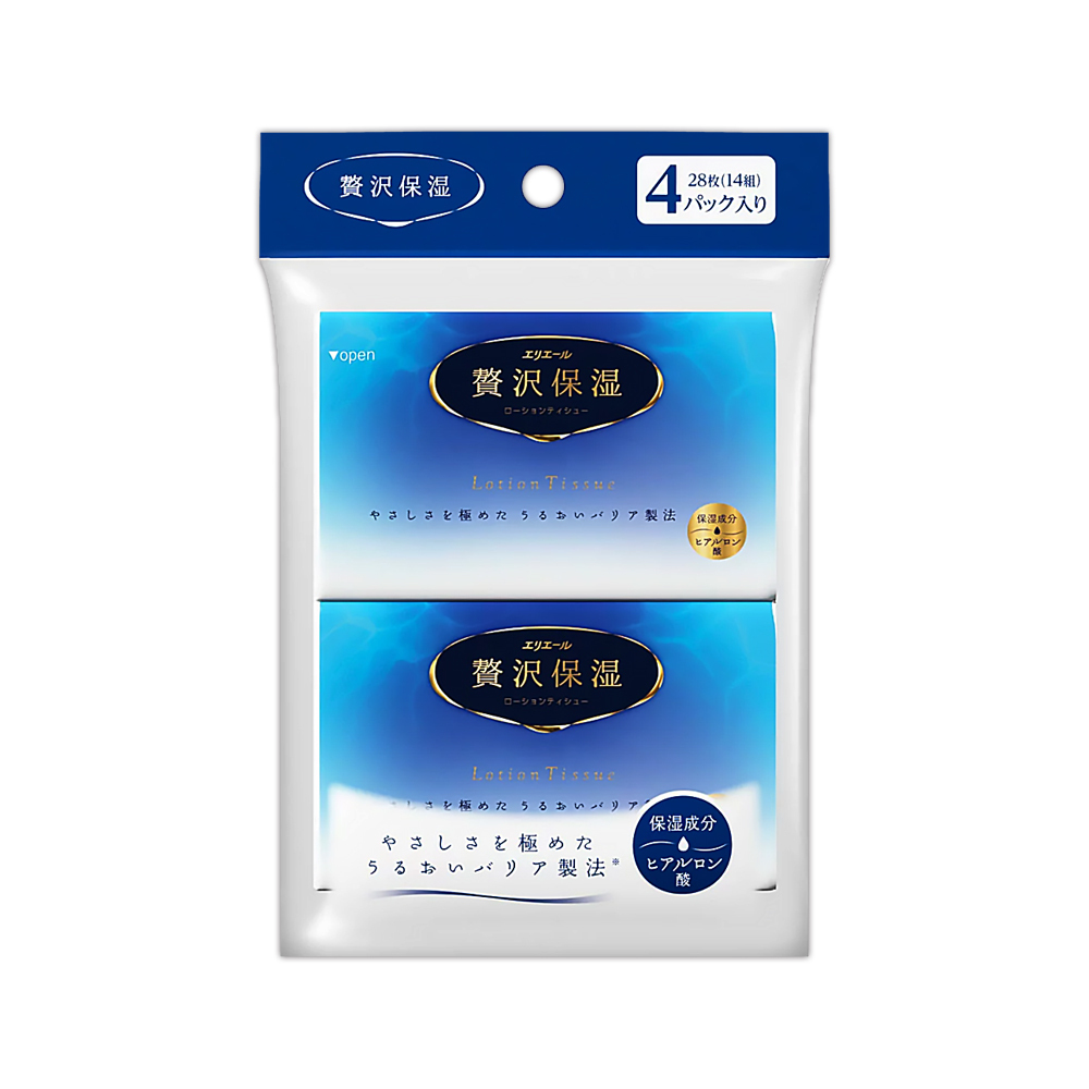 日本大王elleair奢侈保濕柔霜面紙 (14抽x4包入)