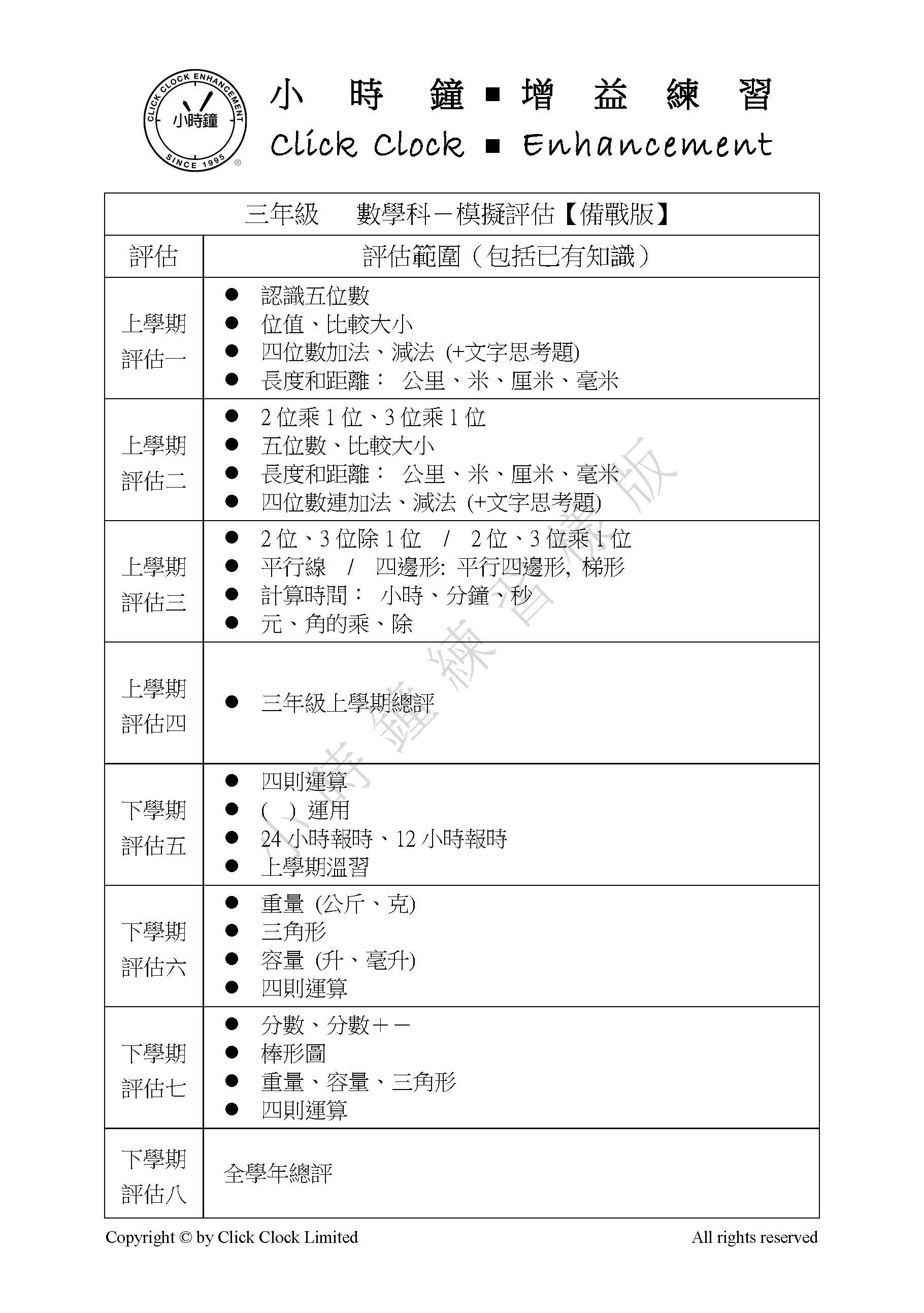 (PM C12)  P3 小學數學 模擬評估 (備戰版) - 中文版本
