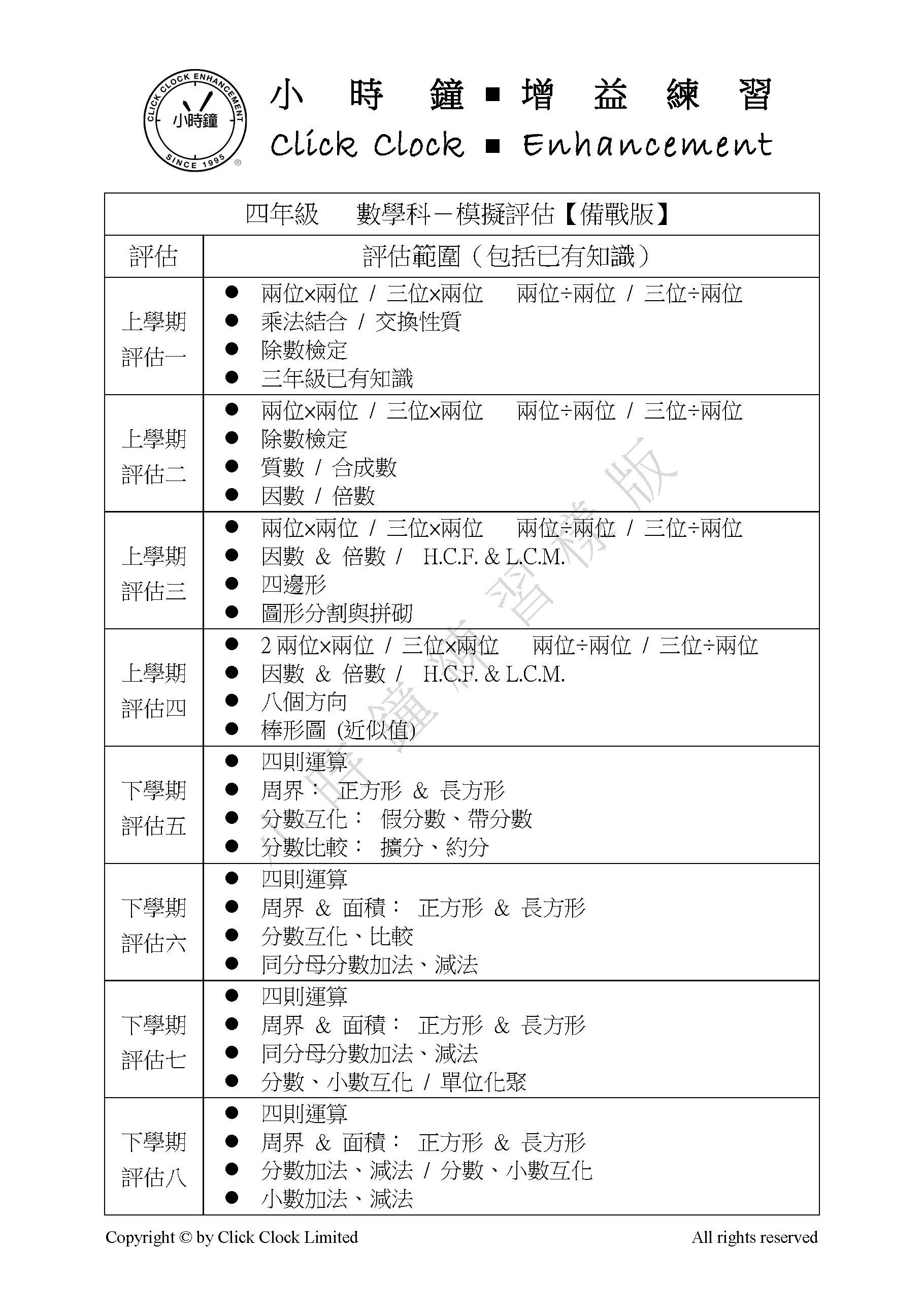 (PM C12)  P4 小學數學 模擬評估 (備戰版) - 中文版本