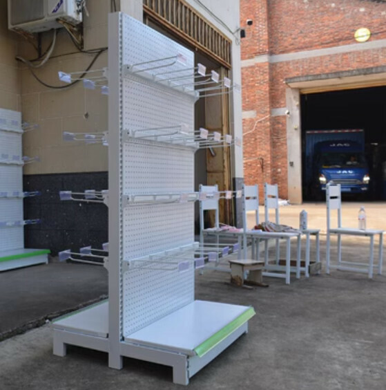 Hotly recommended supermarket convenience store shelves, storage racks, display racks [double-sided hook rack white/length 90*width 80*height 135] [25 cm long with 40 transparent hooks]
