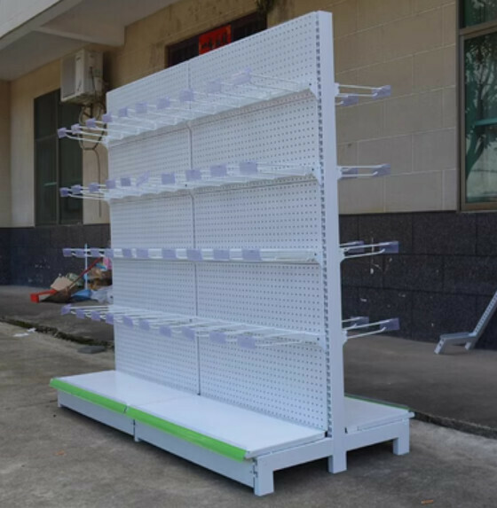 Hotly recommended supermarket convenience store shelves, storage racks, display racks [double-sided hook rack white/length 183*width 80*height 135] [25 cm long with 80 transparent tag hooks]