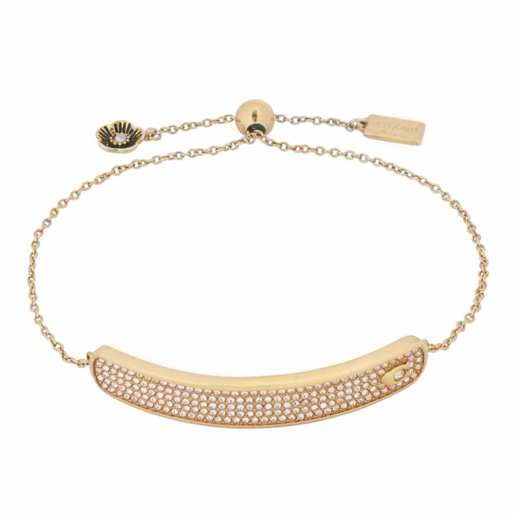 【COACH】Pave 水鑽鑲飾長方形及花卉吊墜可調手鍊