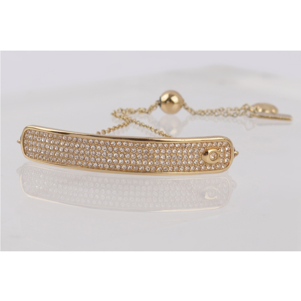 【COACH】Pave 水鑽鑲飾長方形及花卉吊墜可調手鍊(金色) C9338 GLD