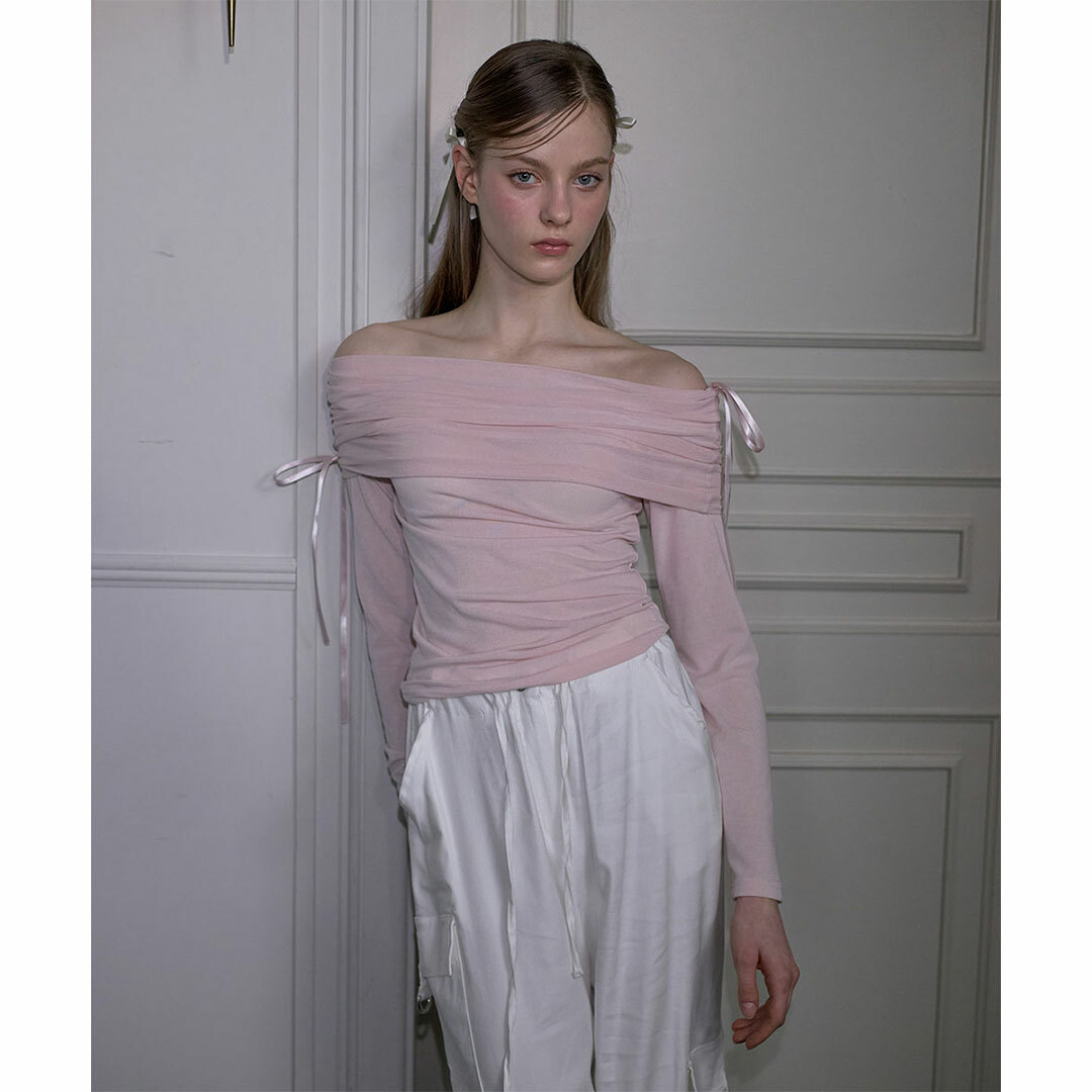 ★Rose Frantz★ Ribbon Off Shoulder Long Sleeve Pink Rose Frantz】【網店限定】Ribbon Off Shoulder Long Sleeve [Pin
