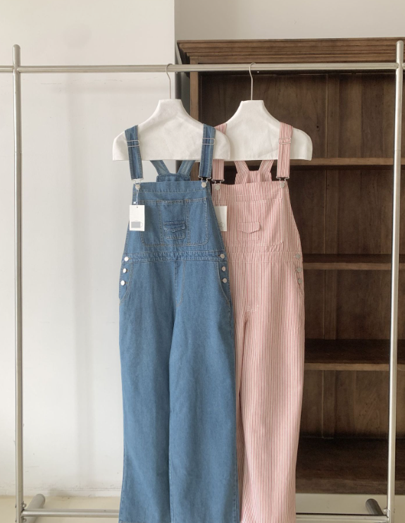 正韓 - Ｗithoutsummer 品牌寬鬆休閒背帶褲連身褲 （兩色）