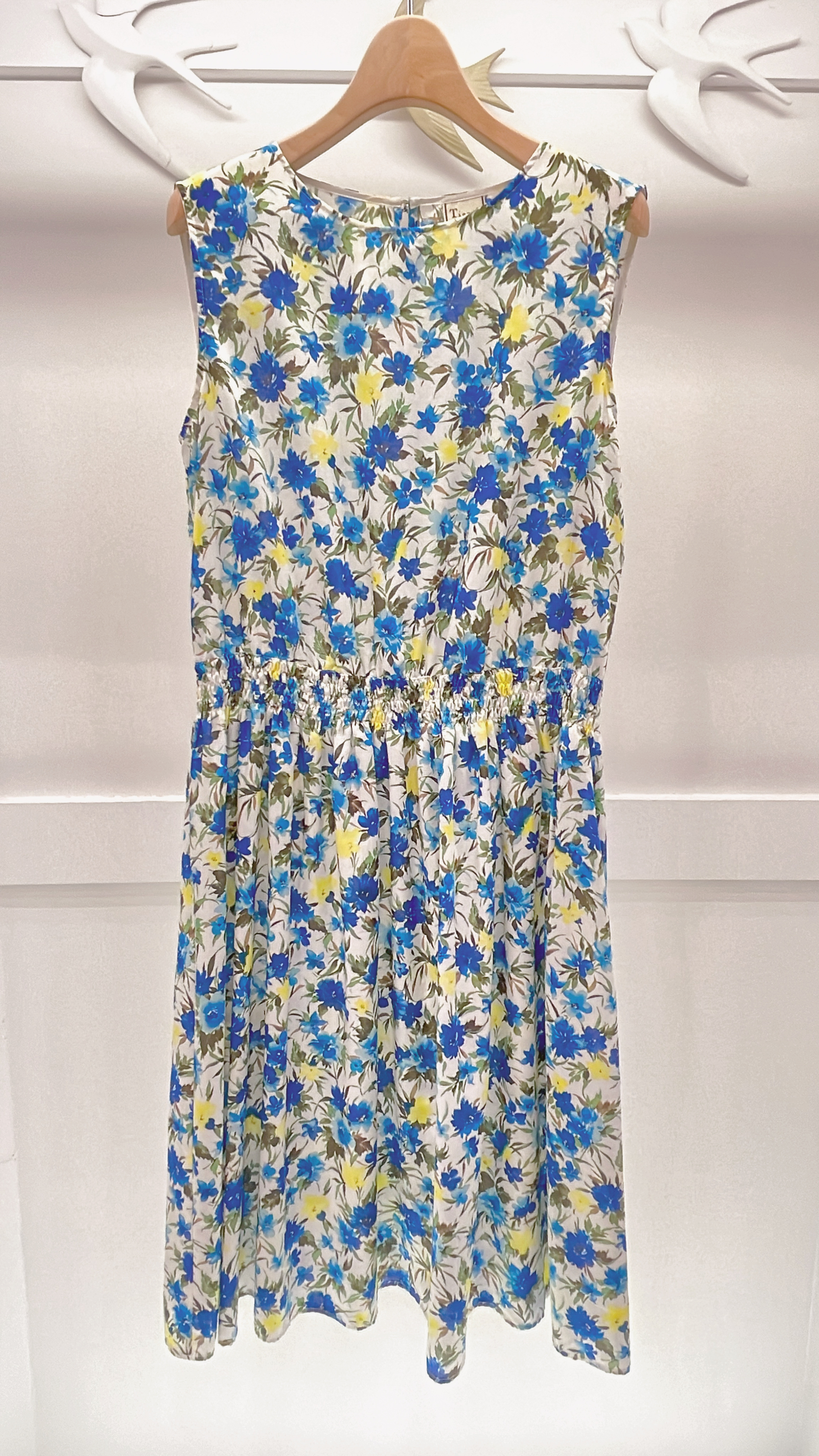 花布無袖雪紡洋裝