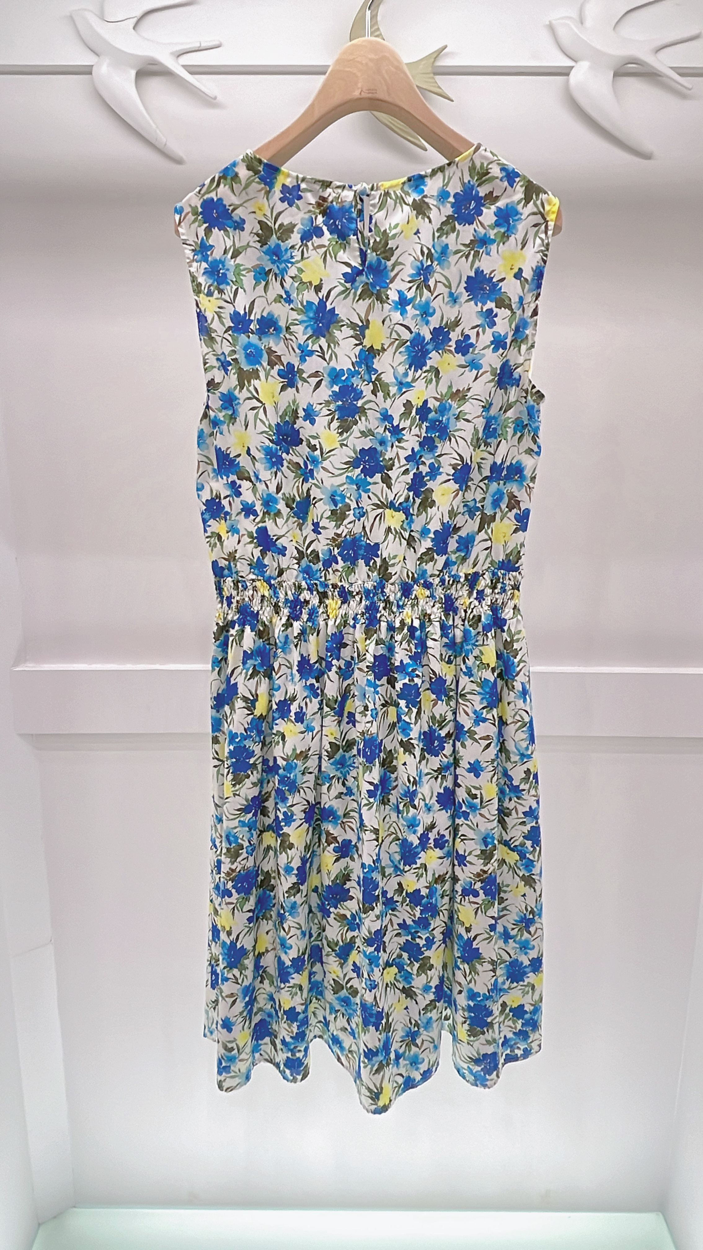 花布無袖雪紡洋裝