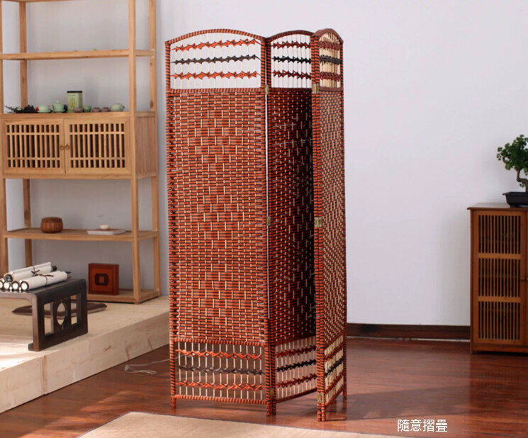 激抵【特價3片】草編摺疊屏風（40*170cm/1片）（陳列品，小花介意慎拍）