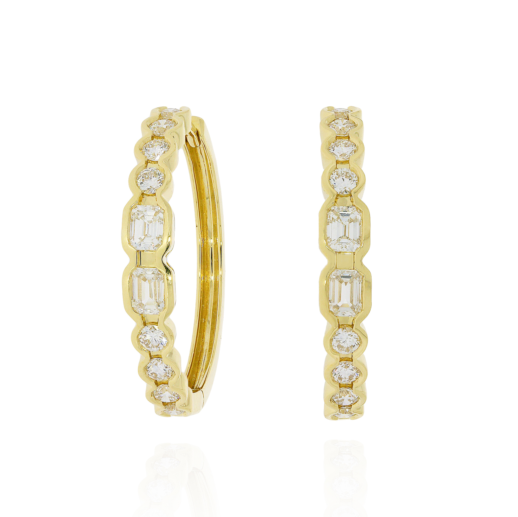 祖母綠切割鑽石圈耳環