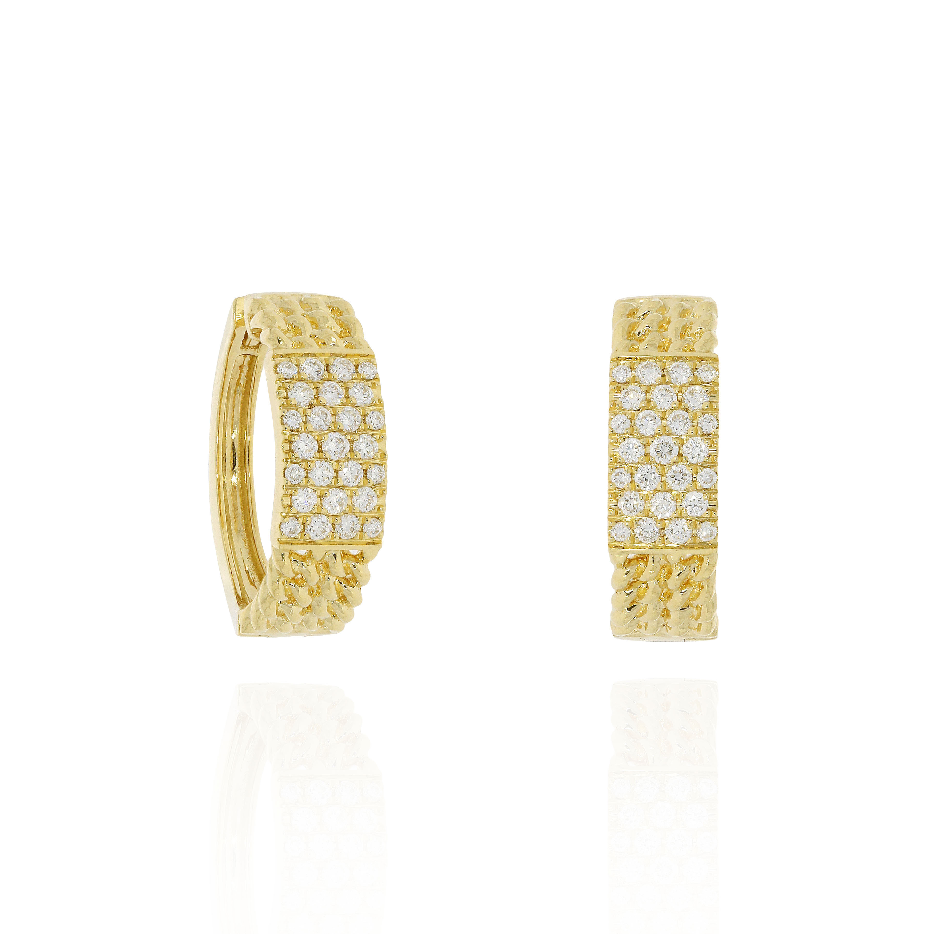 扭紋金圈鑽石耳環