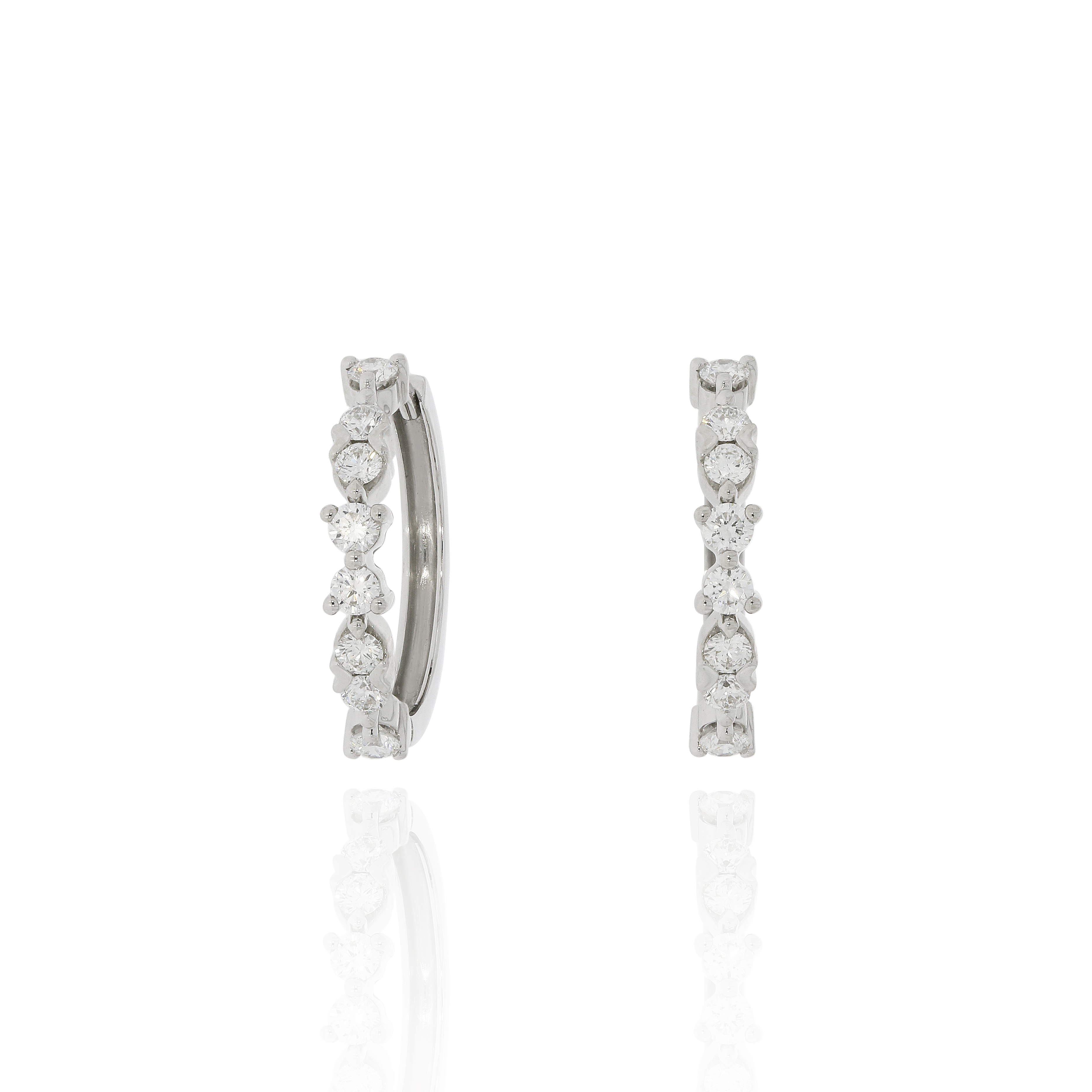18K白金鑽石圈耳環