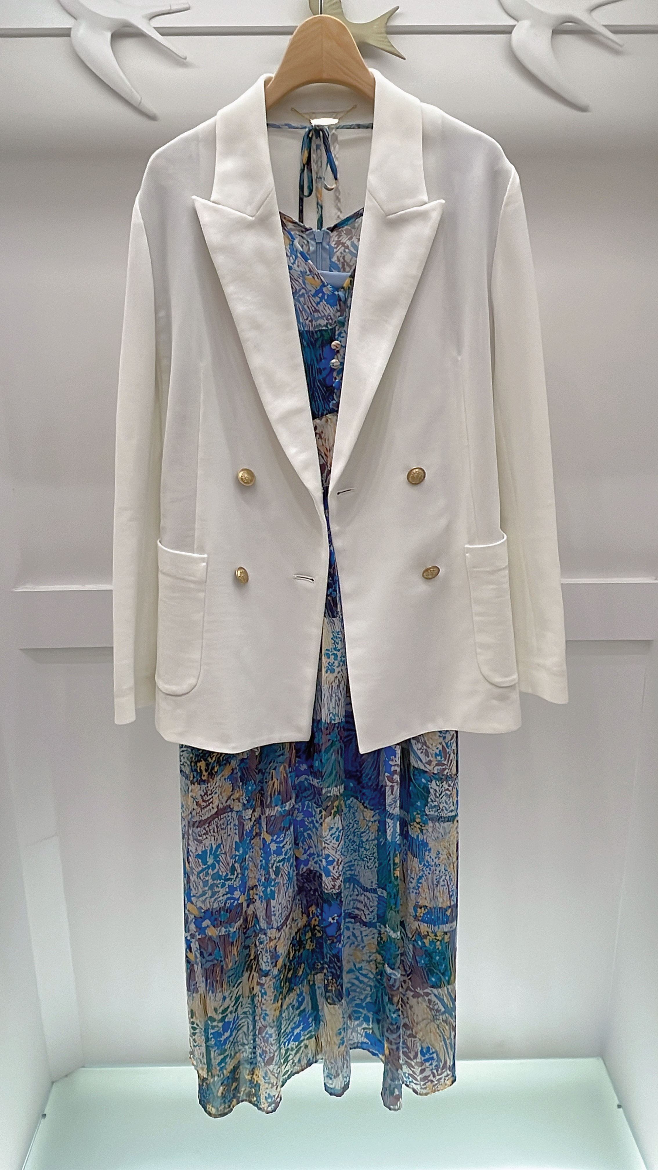 V領花布雪紡洋裝