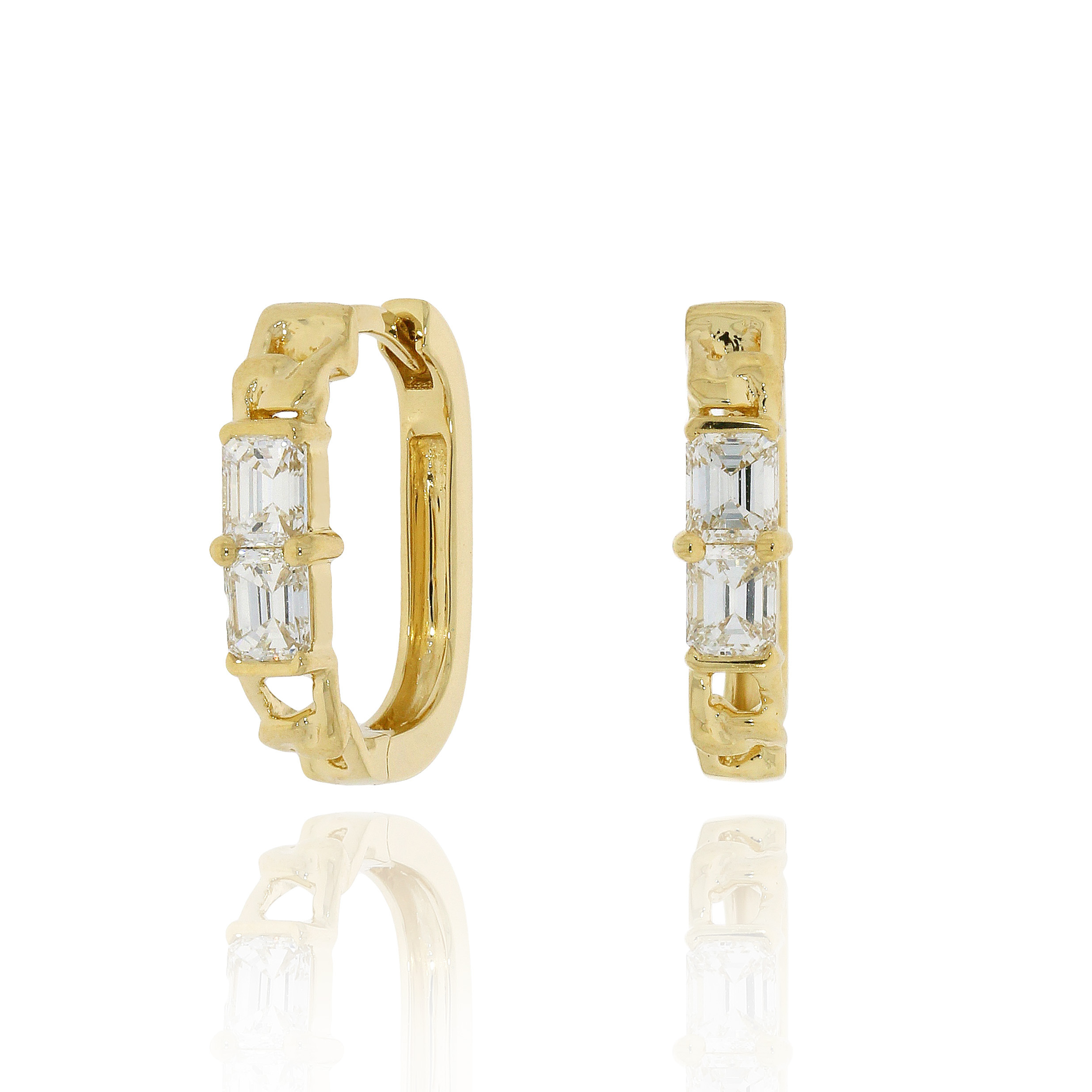 祖母綠切割鑽石圈耳環