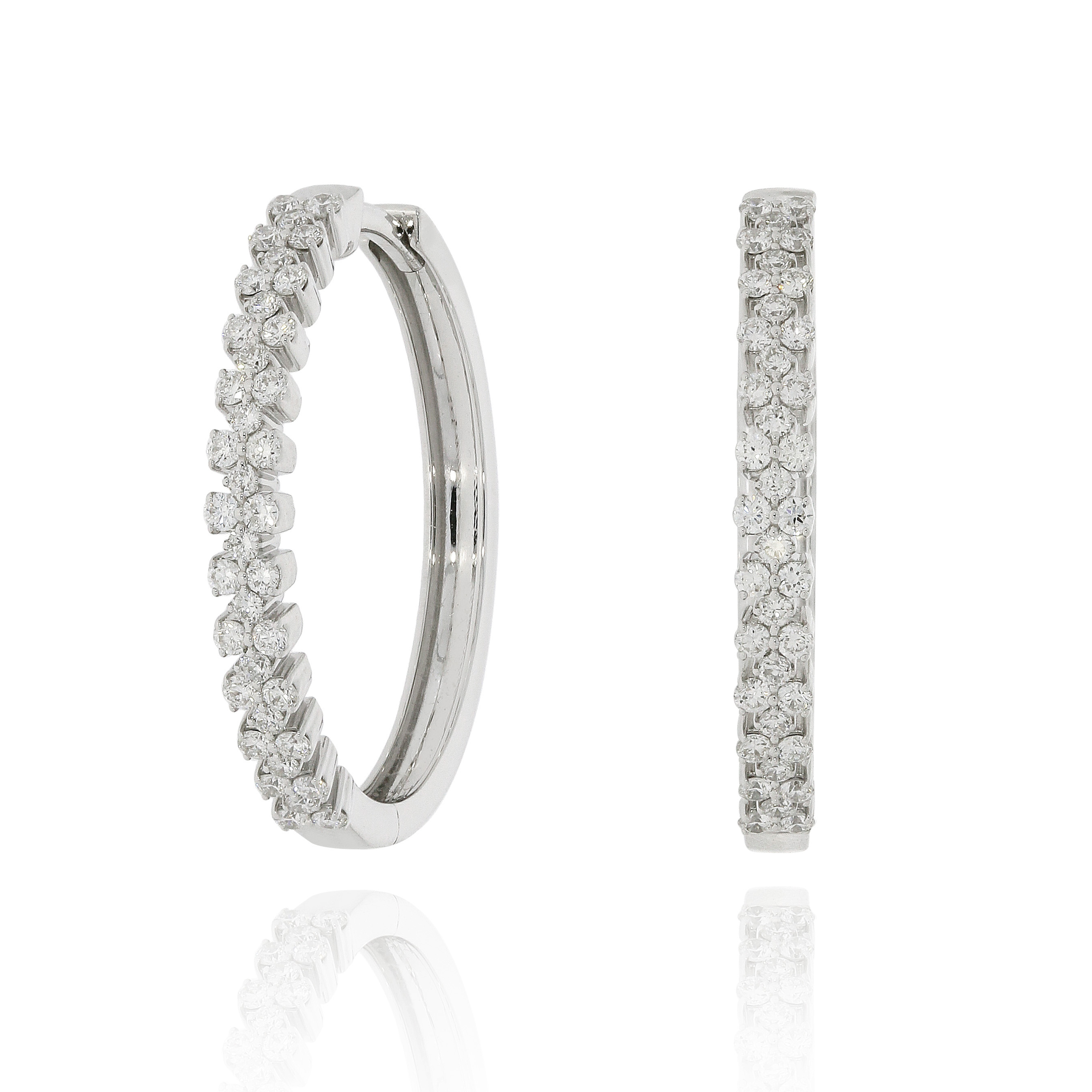 18K白金鑽石圈耳環