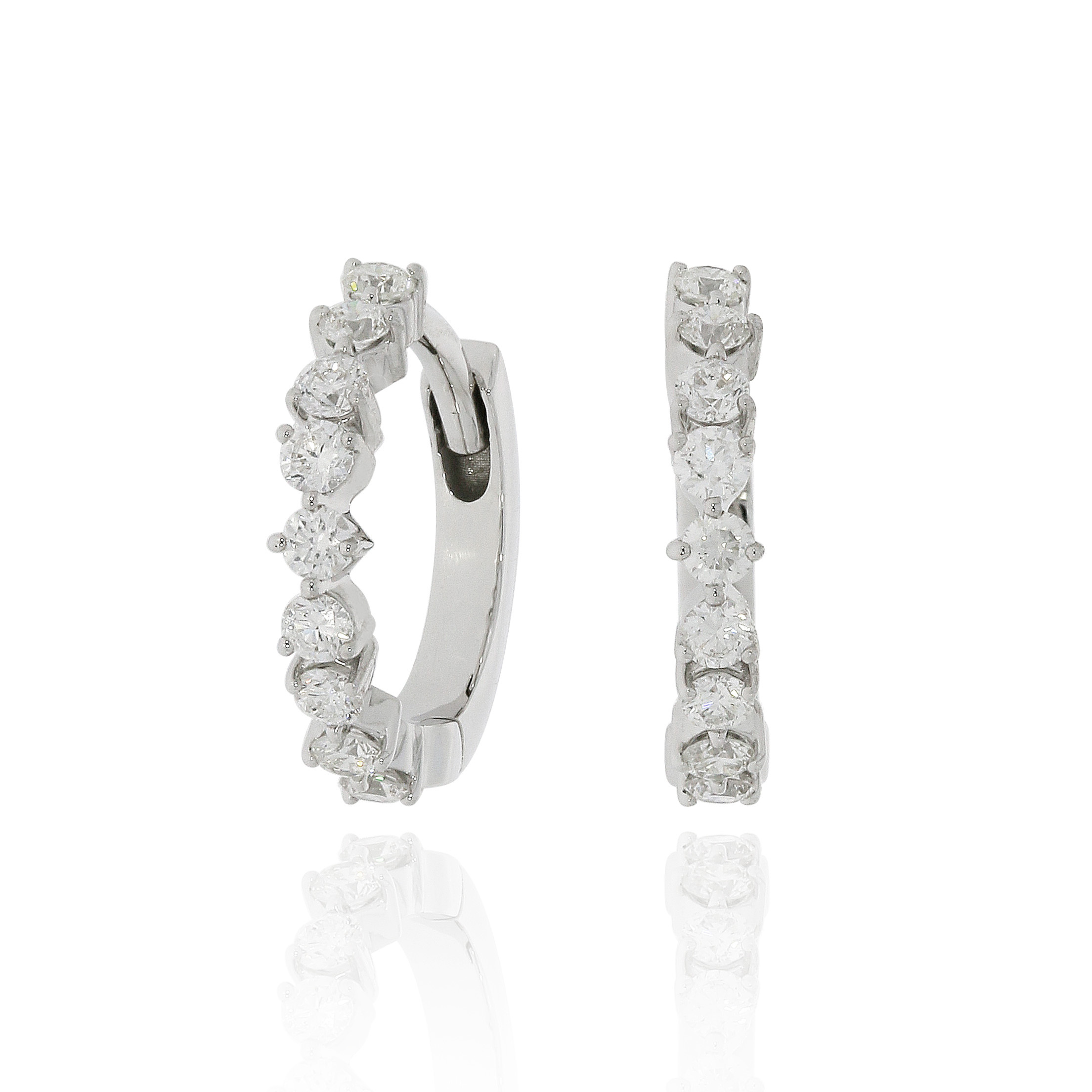 18K白金鑽石小圈耳環