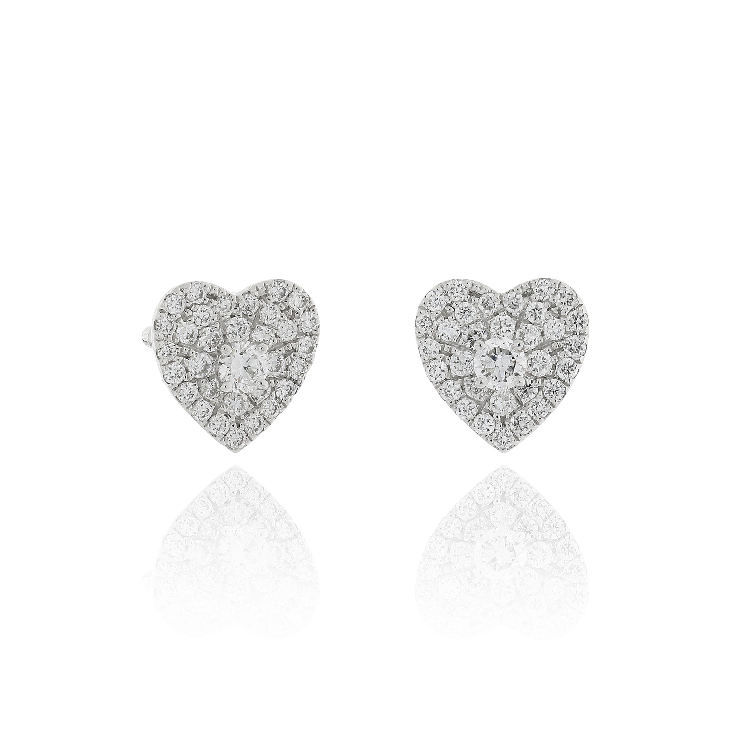 18K白金鑽石心形耳環