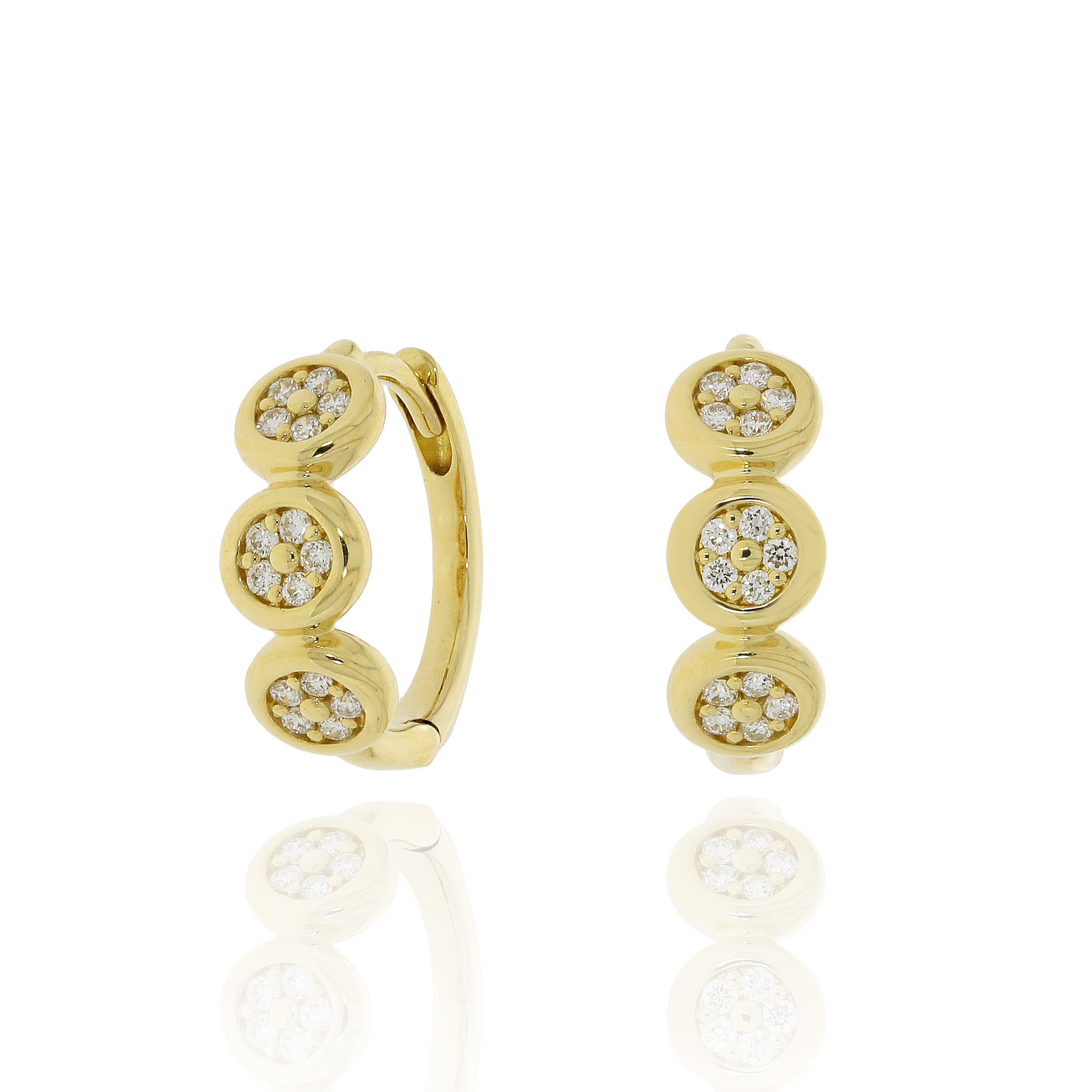 圓映K金鑽石細圈耳環