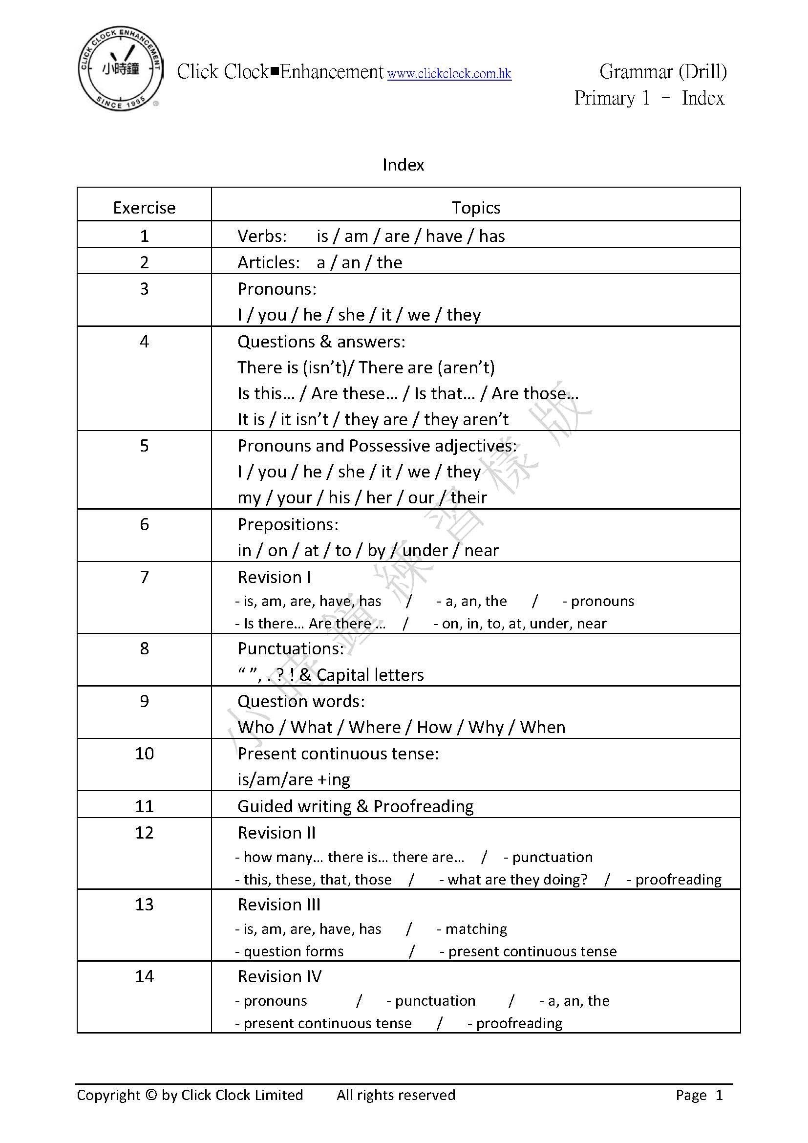(PE 31)  P1 小學 英文科 文法 深究版 (Drill)