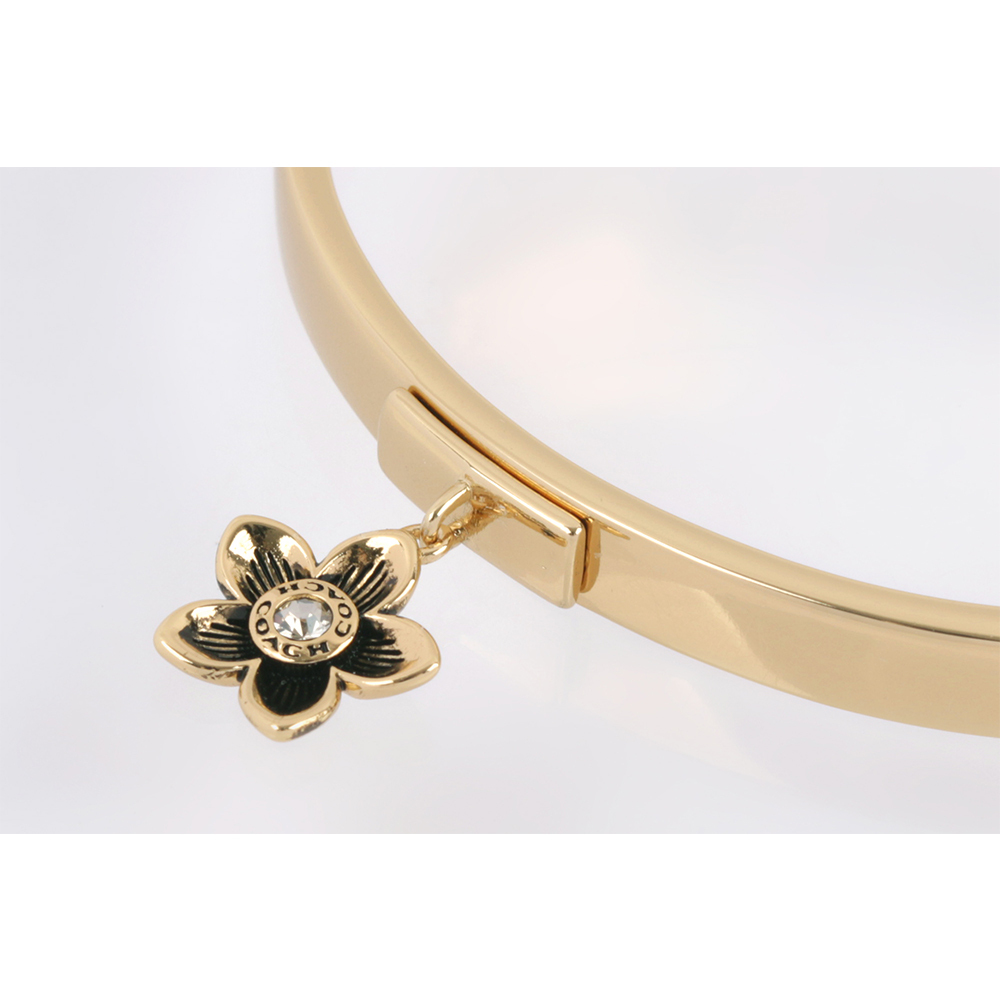 【COACH】水鑽鑲嵌花卉造型手鐲(金色) CT641 GLD