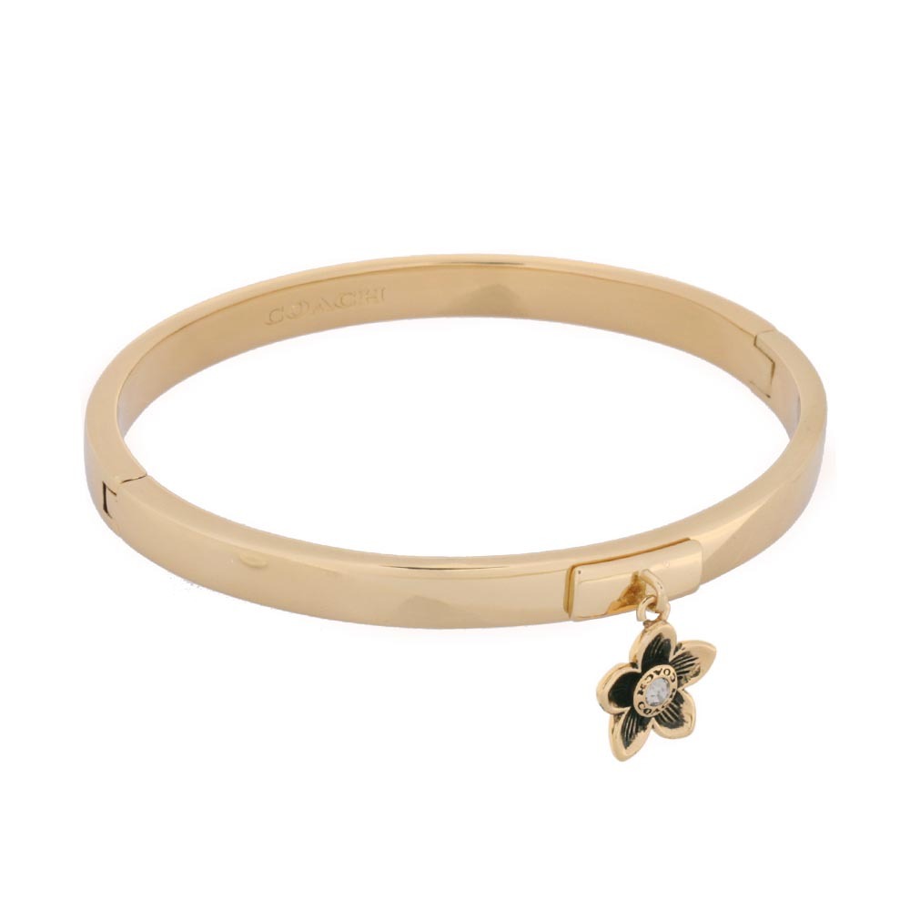 【COACH】水鑽鑲嵌花卉造型手鐲(金色) CT641 GLD