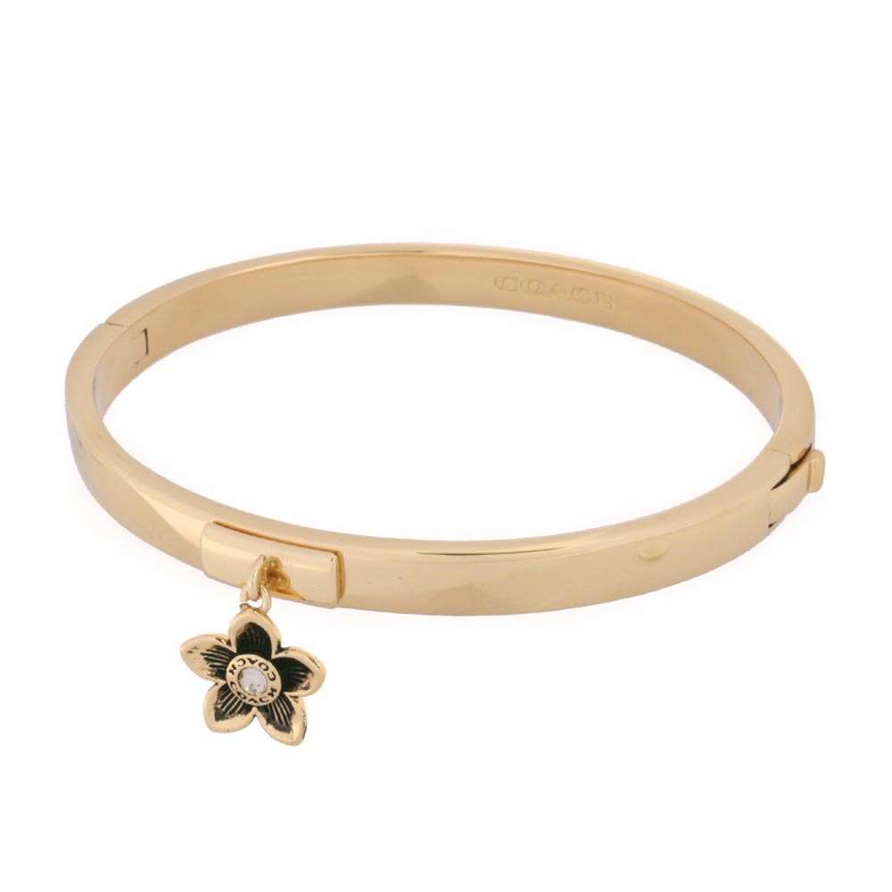 【COACH】水鑽鑲嵌花卉造型手鐲(金色) CT641 GLD