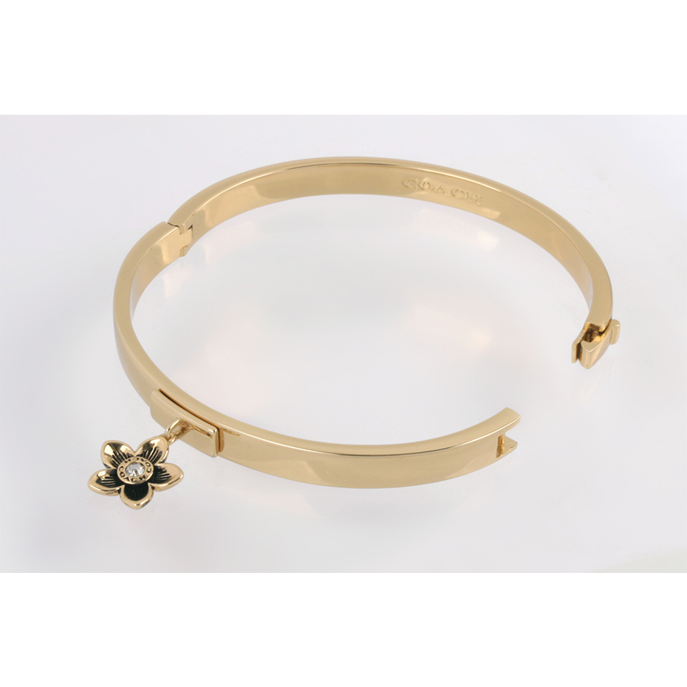 【COACH】水鑽鑲嵌花卉造型手鐲(金色) CT641 GLD