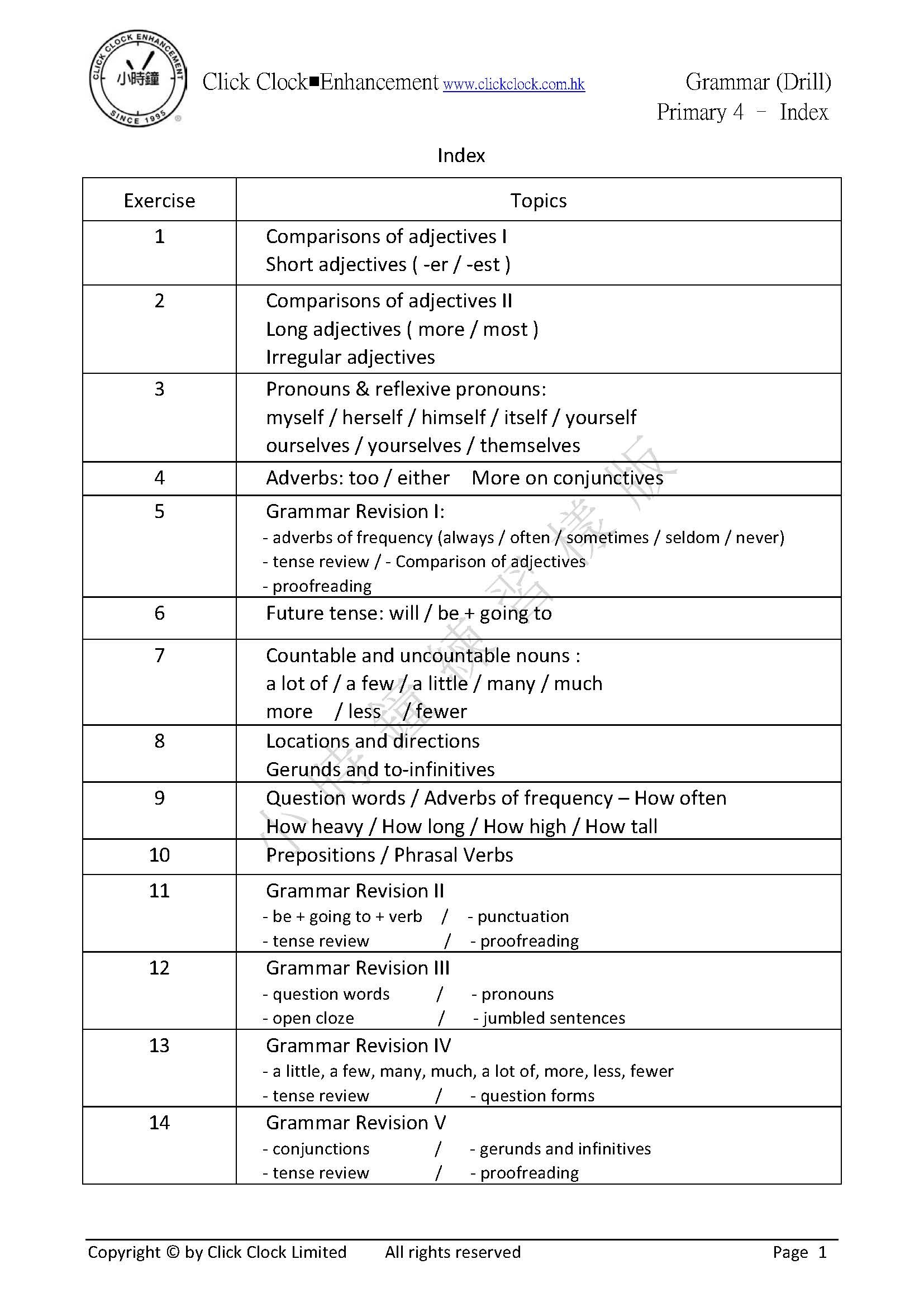 (PE 31)  P4 小學 英文科 文法 深究版 (Drill)