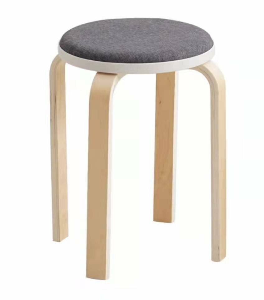 Solid wood linen dining chair (fabric gray 30*47CM)