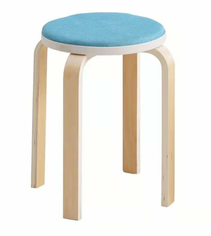 Solid wood linen dining chair (fabric light blue 30*47CM)