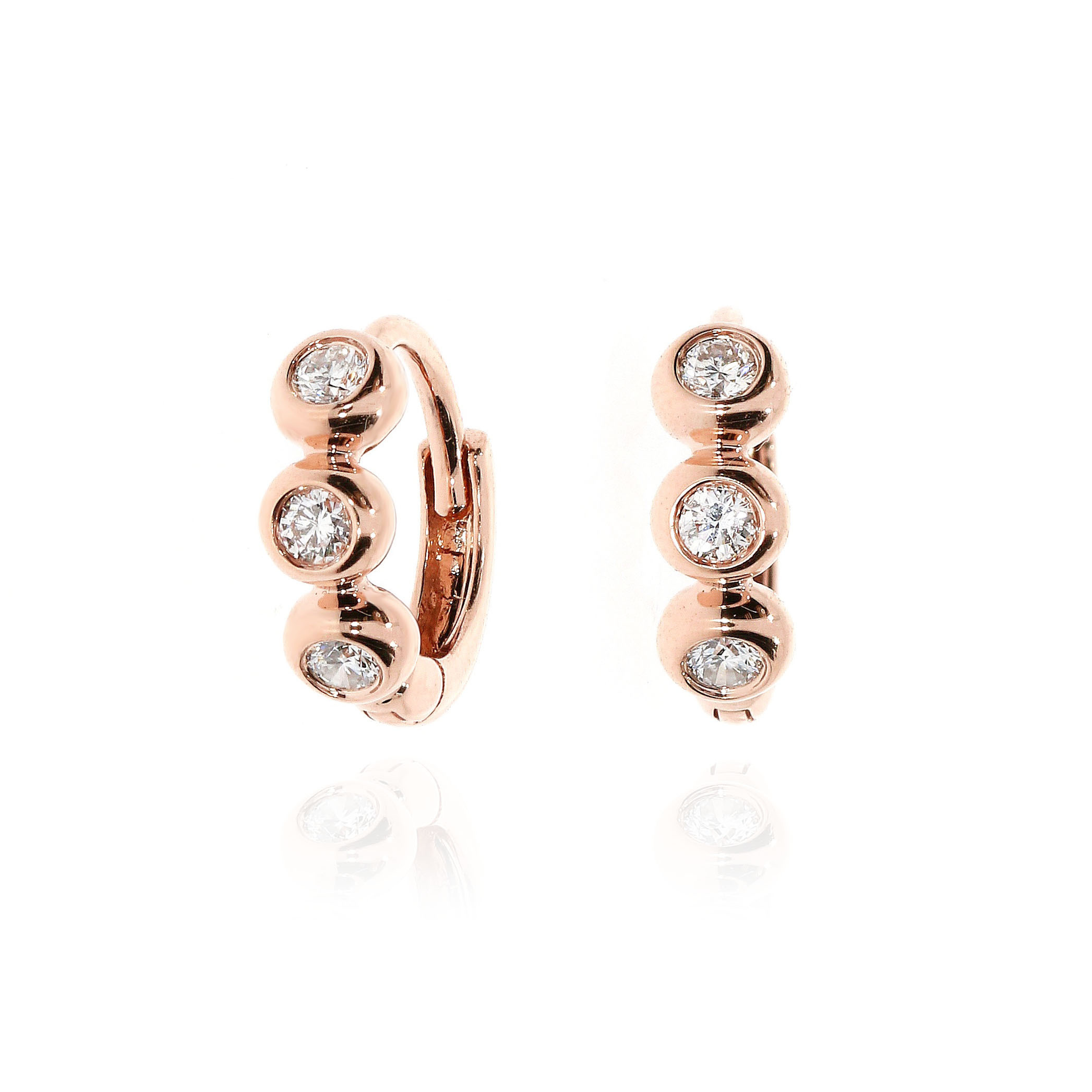 18K紅金鑽石圈耳環