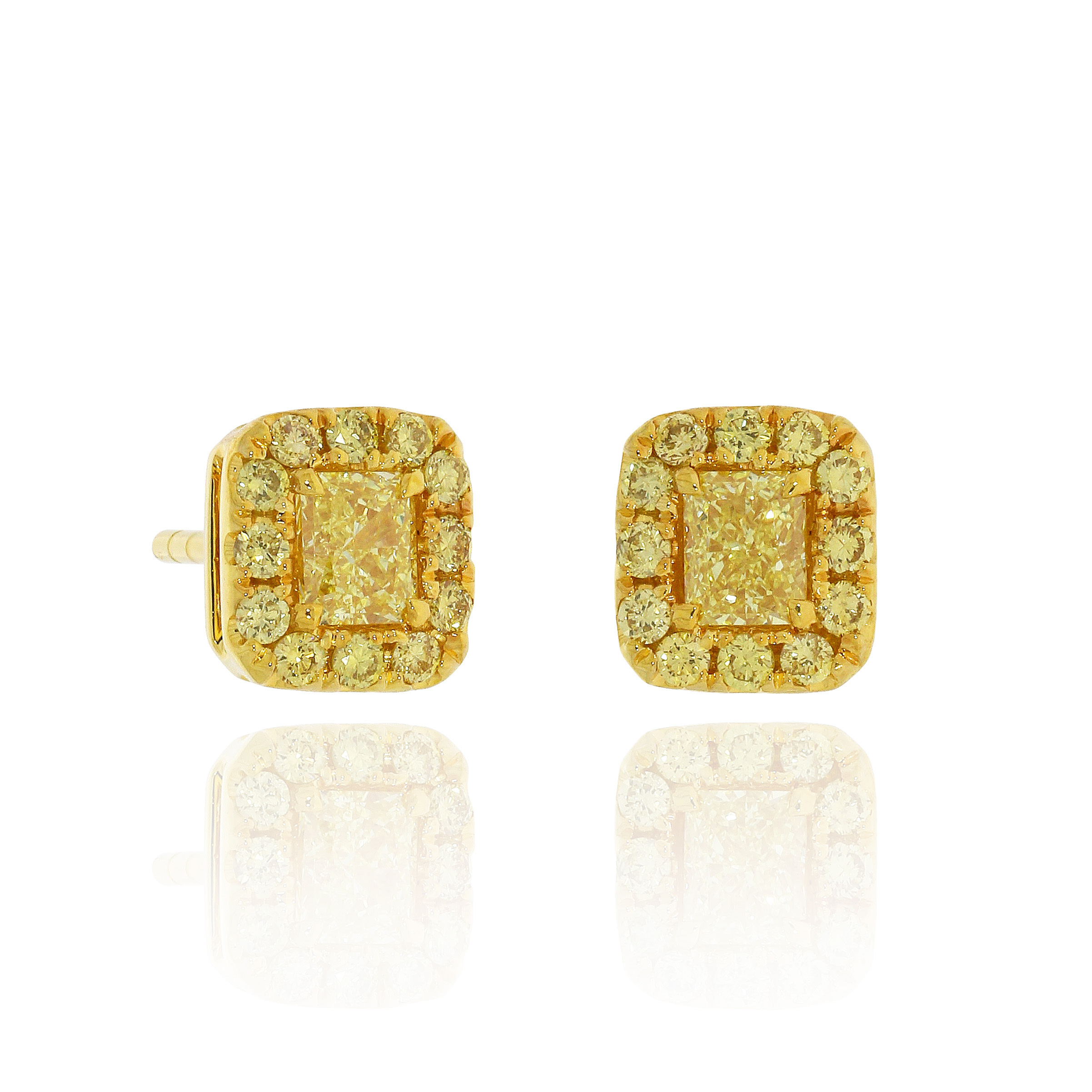 天然黃鑽鑽石耳環