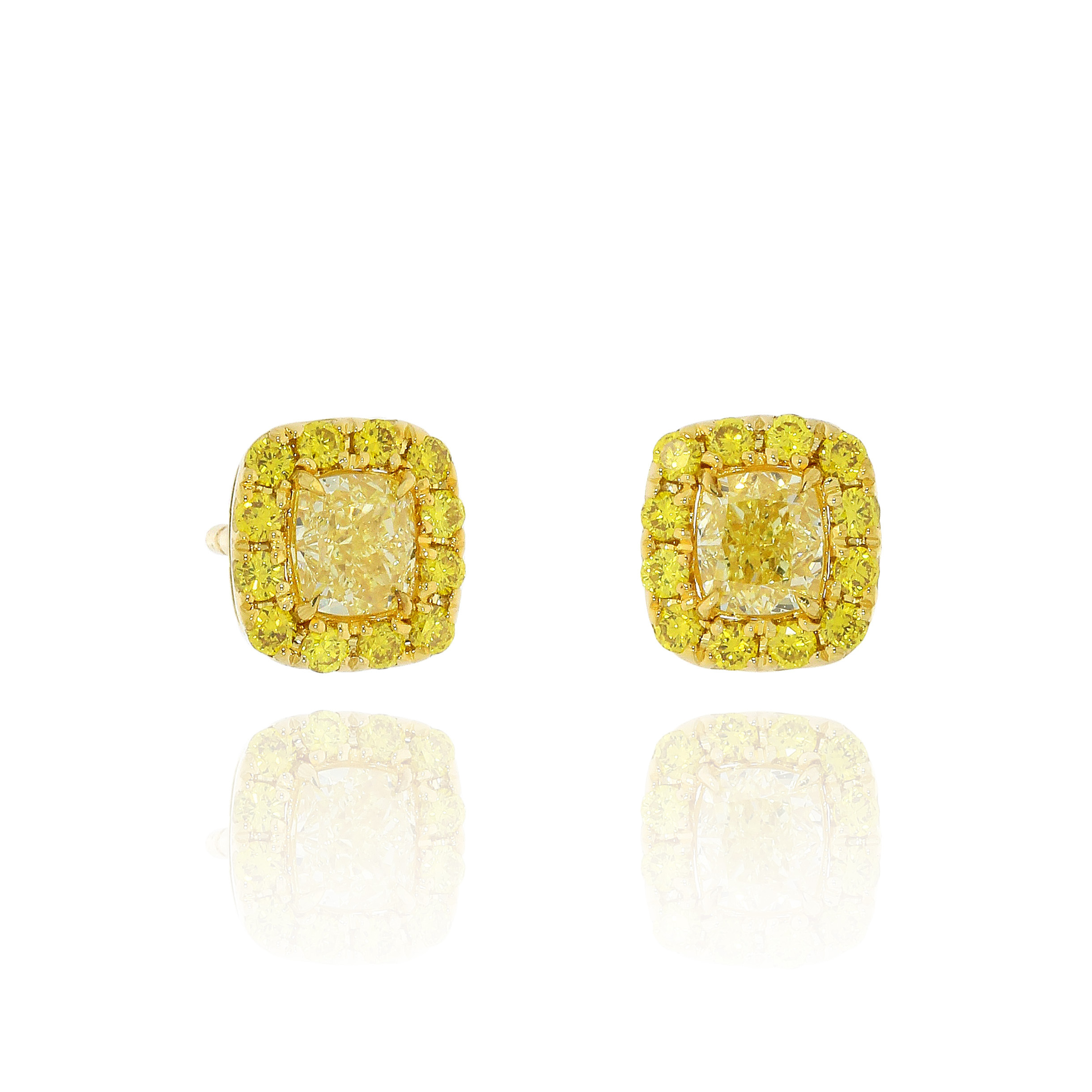 天然黃鑽鑽石耳環