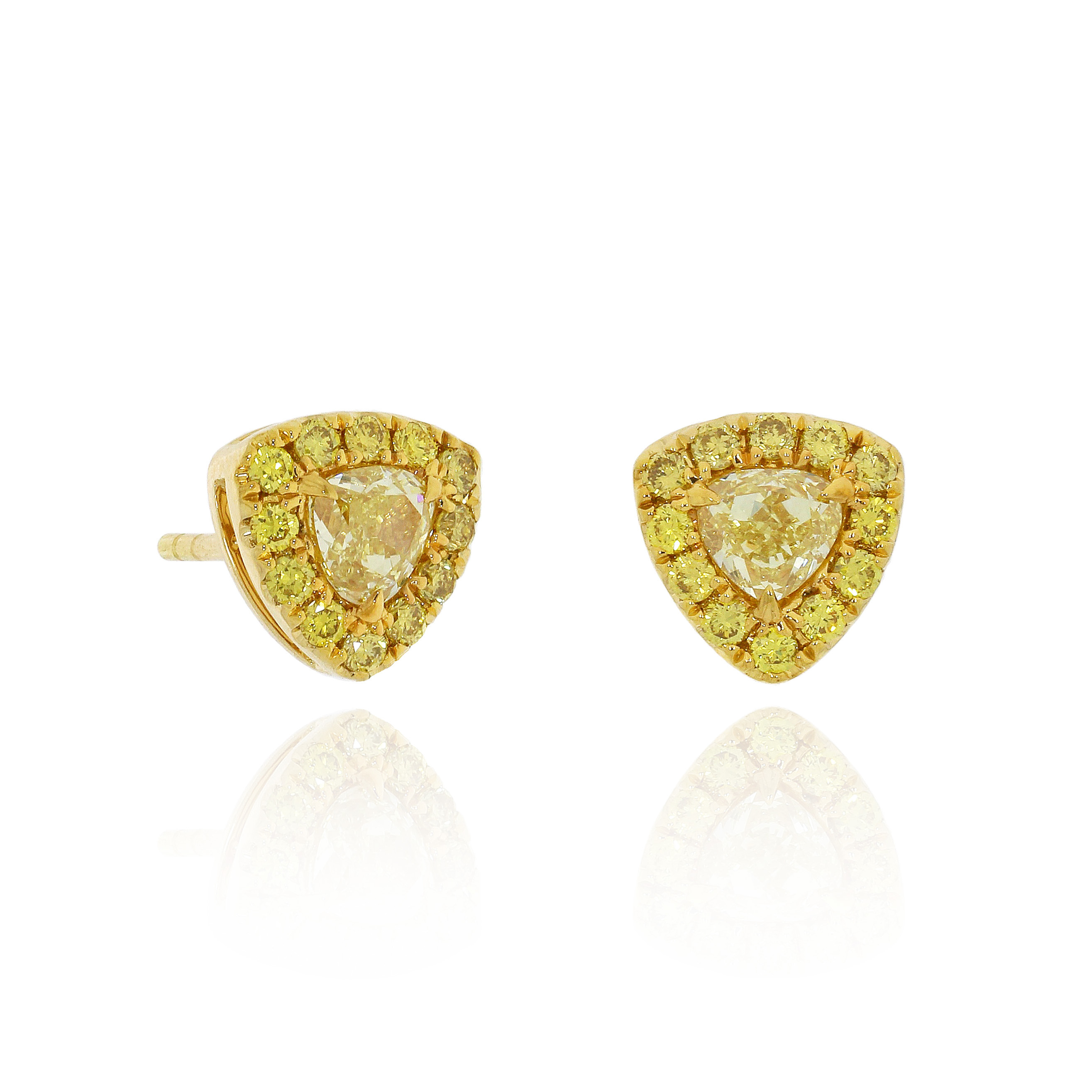 天然黃鑽鑽石耳環