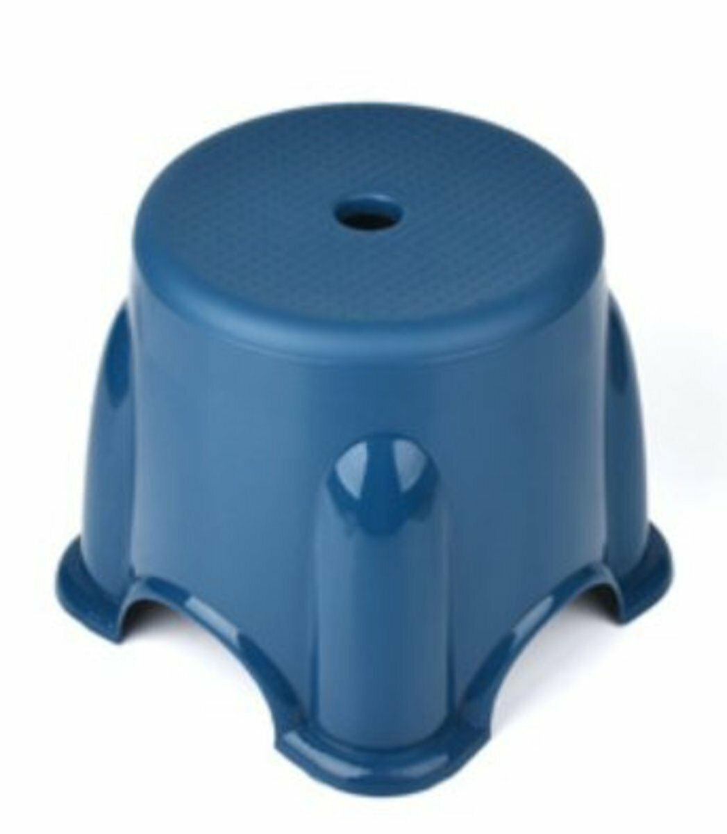 Foldable high tea table chair children's small round stool rubber stool (deep blue queen)