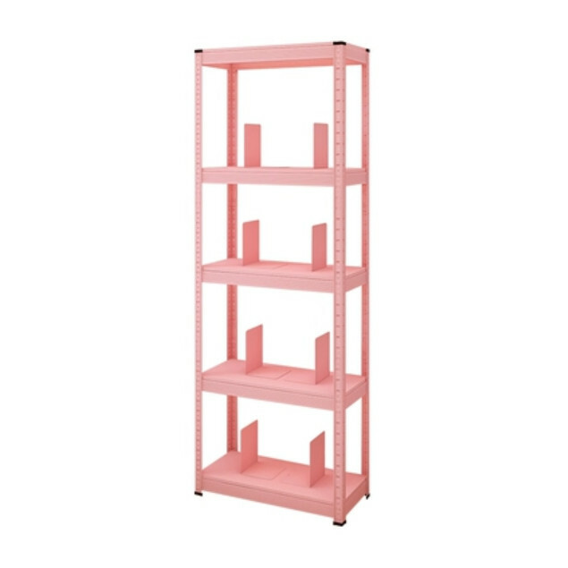 New iron color kitchen cabinet bookshelf shoe cabinet bathroom storage cabinet shelf [60x30x171cm] pink 5 layers + bookshelf