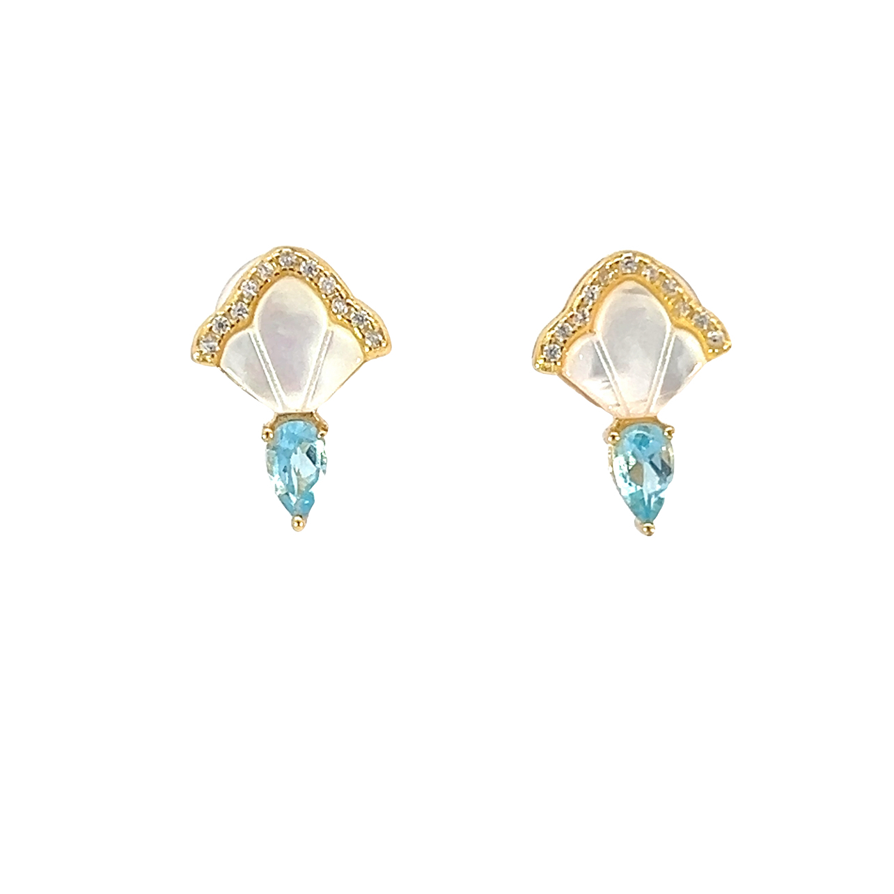 T225優雅白貝母藍拓帕耳環