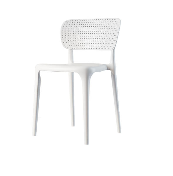 Household integrated plastic stool dining chair plastic backrest chair (white)