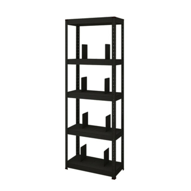 New iron color kitchen cabinet bookshelf shoe cabinet bathroom storage cabinet shelf [60x30x171cm] black 5 layers + bookshelf