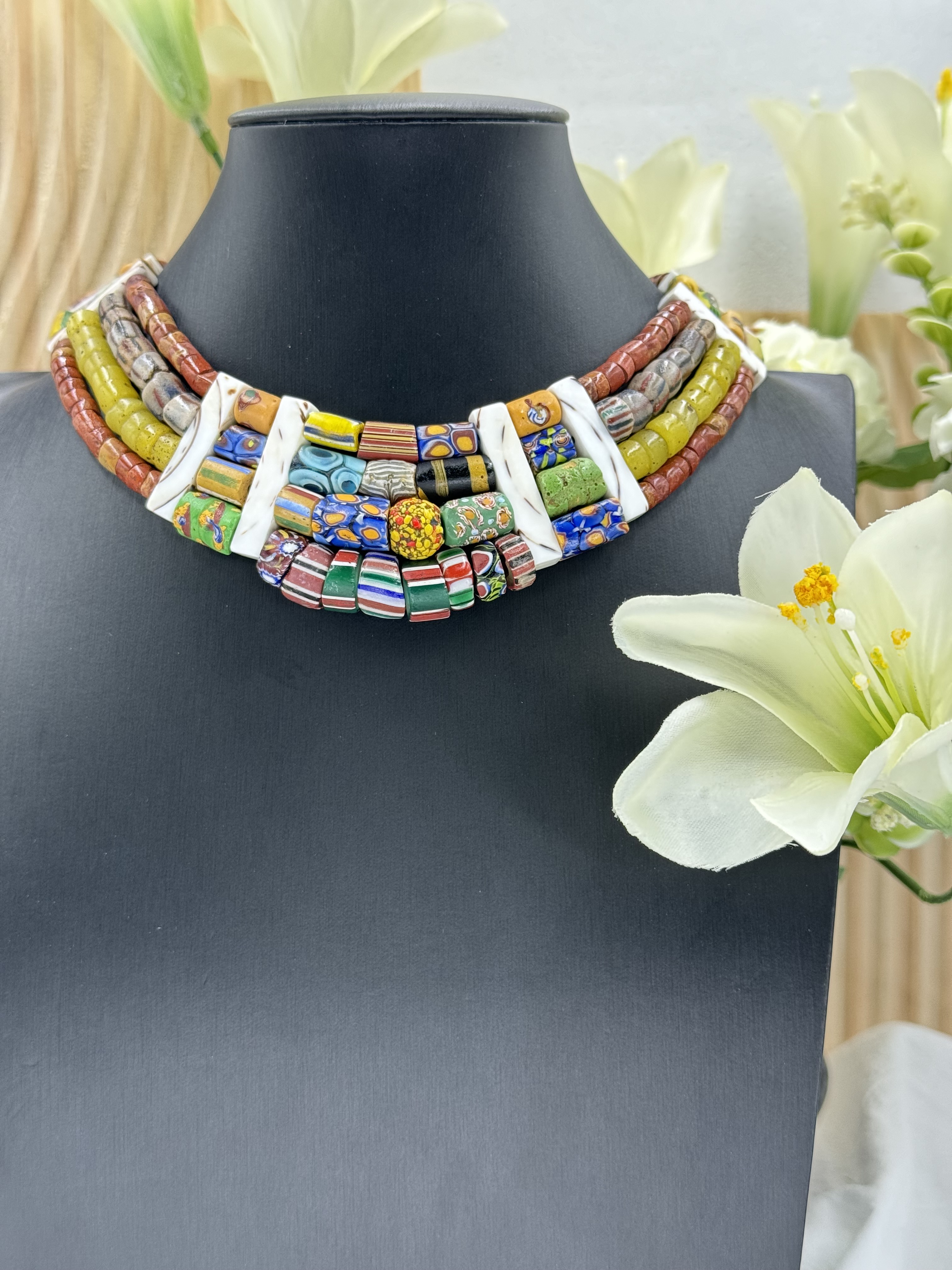 Muni-No.10貿易古珠四排頸鍊42cm