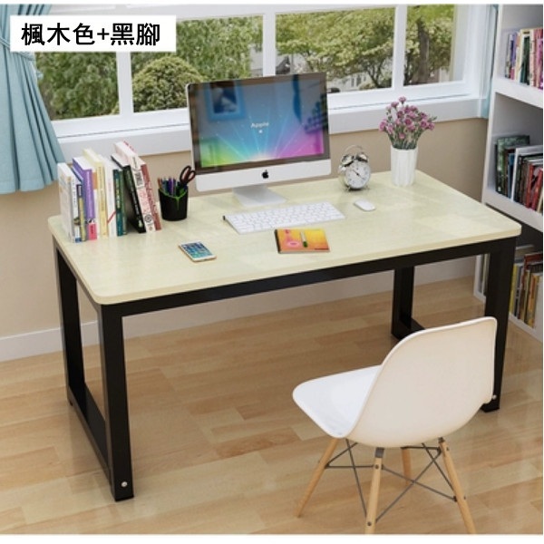 New computer desk simple desk home bedroom study table student desk simple office desk (maple color + black feet) 160x50x74cm