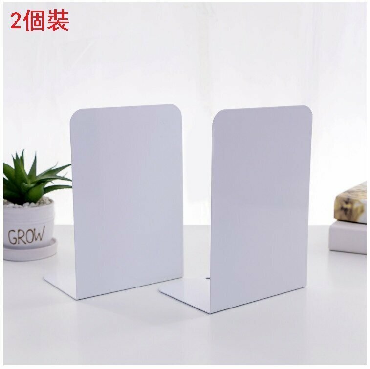 2 pieces of L-shaped metal bookshelf (white) for storage tabletop