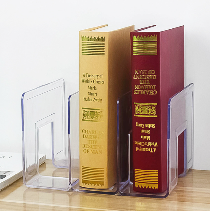 (3 compartments) Thickened acrylic transparent book storage shelf [26*16.5*21cm]