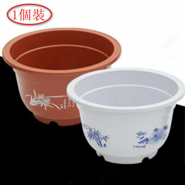 Display (1 piece) plastic round flower pot (white pot with tray 500 type diameter 42 cm) small flowers mind careful shooting