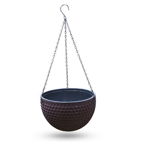 Honeycomb hanging pot hanging basket hanging flower pot [brown large: diameter 25.5cm]
