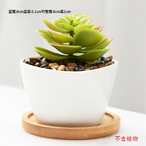Simple white porcelain succulent mini flower pot [triangular pot + bottom bracket]